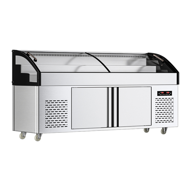 Commercial Stainless Steel Double-temperature Three-step Open Refrigerated Display Cabinet