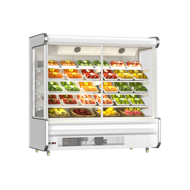 White Beveled Commercial Multi-functional Air Curtain Cabinet-Sliding-door Version