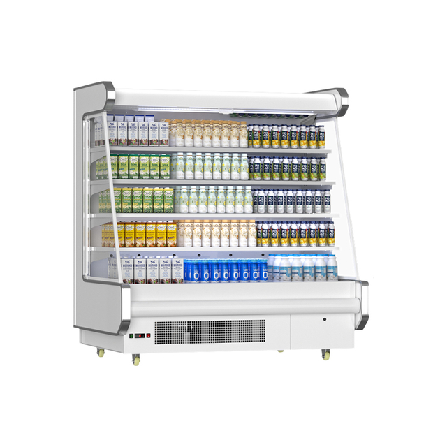 White Beveled Commercial Multi-functional Air Curtain Cabinet-Low-temperature version